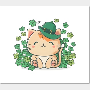 Cat Leprechaun Funny Cat Lover Shamrock St Patrick's Day Posters and Art